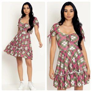NWT BlackMilk Clothing TARTAN HOLLY SHORT TEA PARTY DRESS - LIMITED NWT S